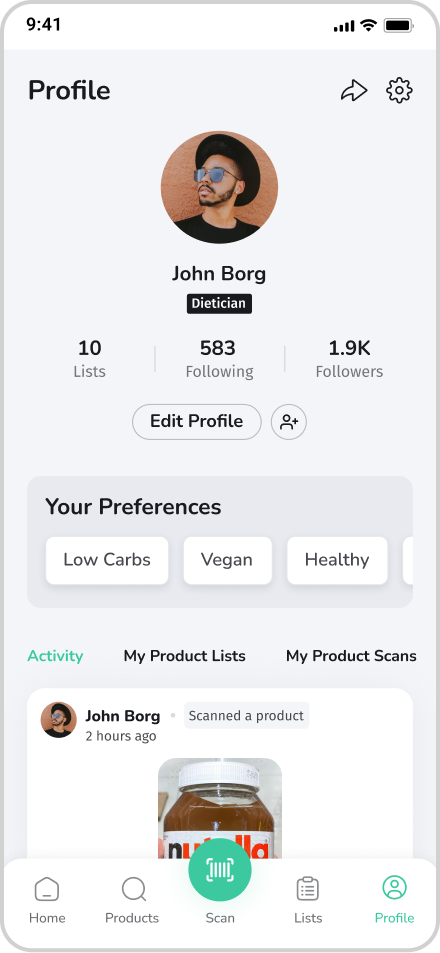 Mamori app profile and account screen